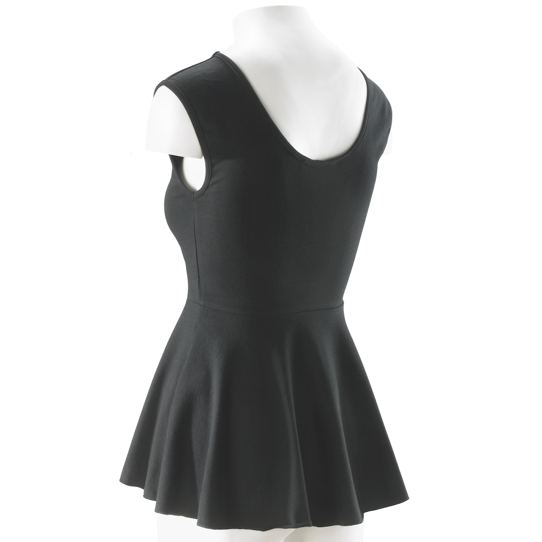 black cotton spandex fit and flare tank back angle view