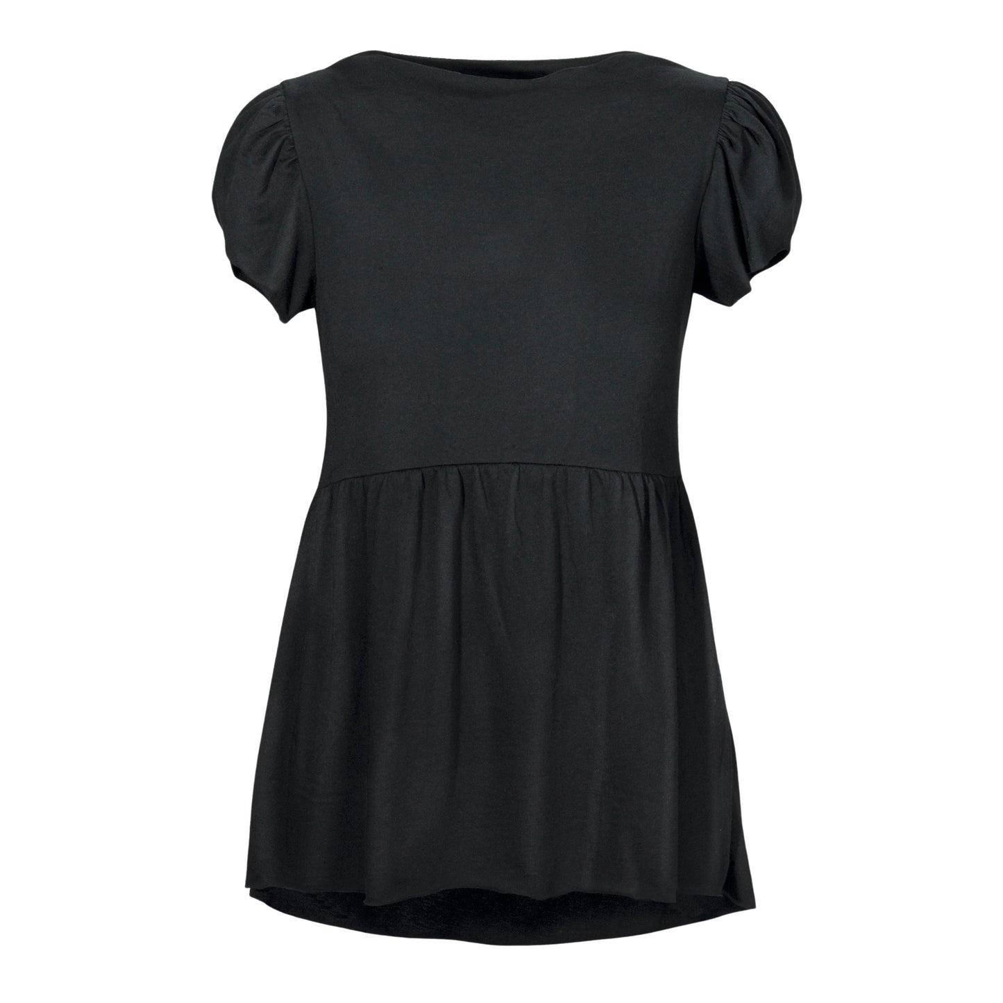 Front view princess black cap sleeve baby doll tee
