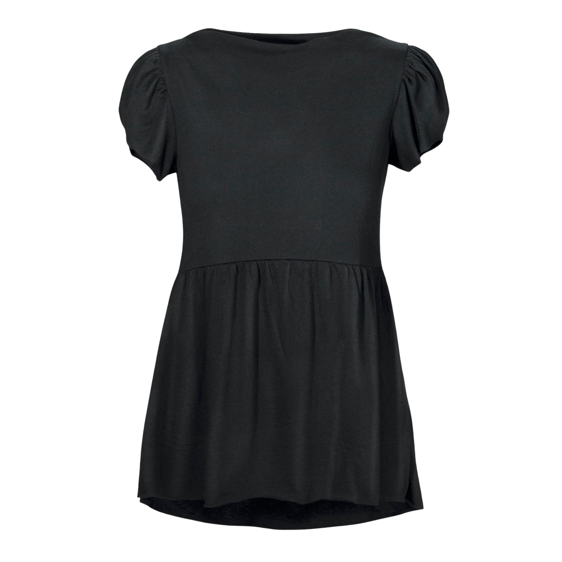 Front view princess black cap sleeve baby doll tee
