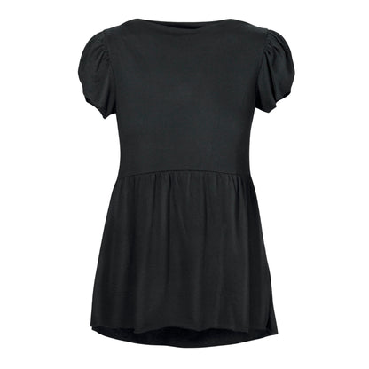 Front view princess black cap sleeve baby doll tee
