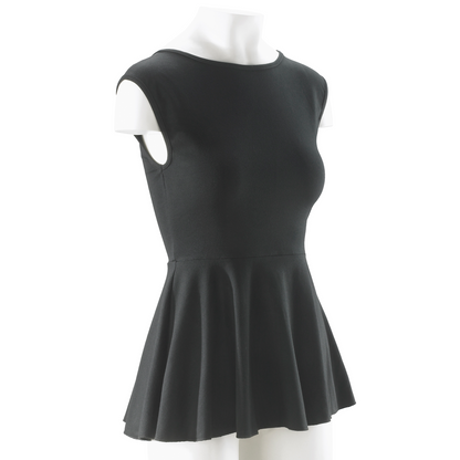 black cotton spandex fit and flare tank front angle view