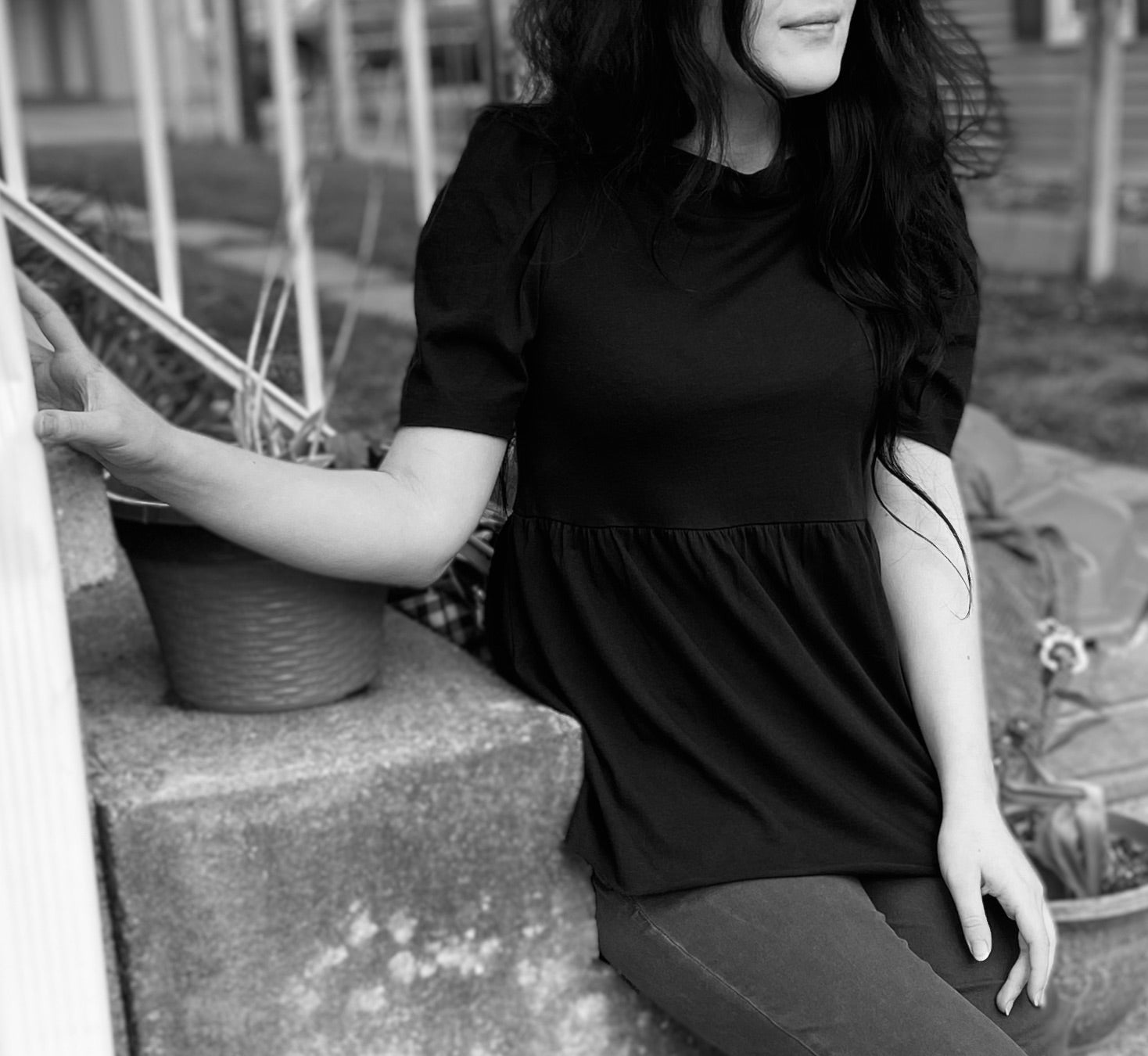 Queen Black Cotton Modal Puffed Medium Sleeve Babydoll Women's Tee XL / Black