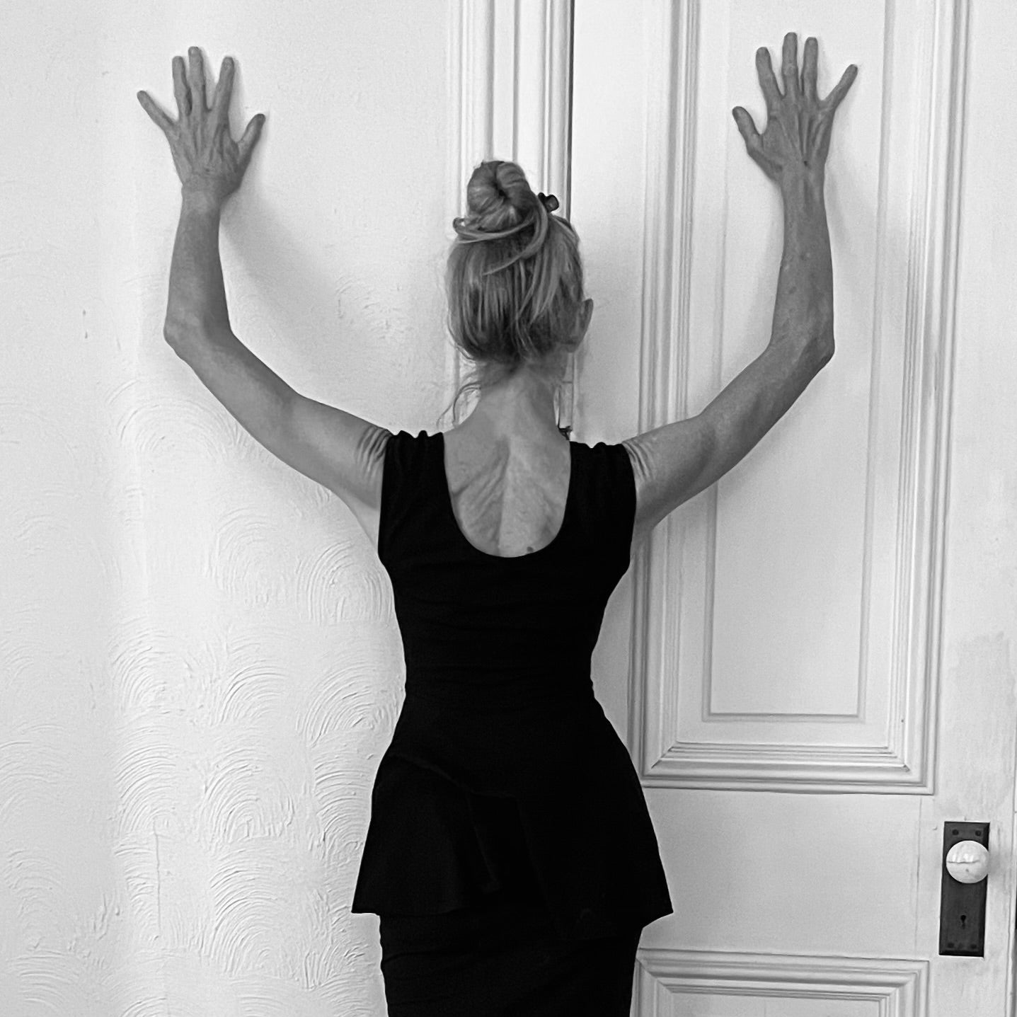 black cotton fit and flare tank back