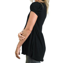 Load image into Gallery viewer, Black cotton puff cap sleeve baby doll tee
